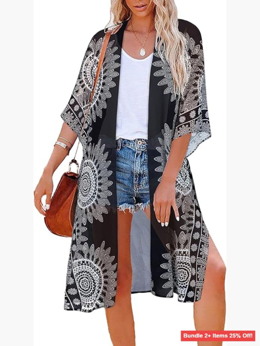 X-Large Flowy Kimono Cardigan Beach Cover Up Casual Top Polyester Spandex